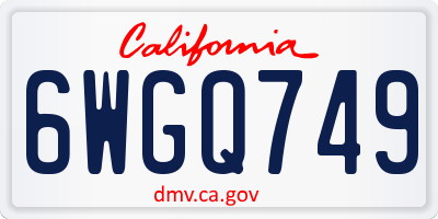 CA license plate 6WGQ749