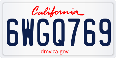 CA license plate 6WGQ769