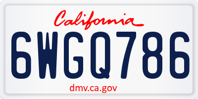 CA license plate 6WGQ786
