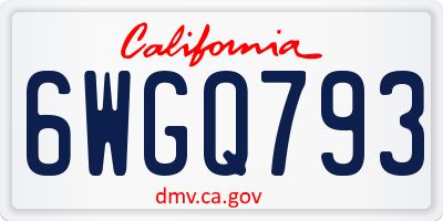 CA license plate 6WGQ793
