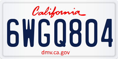 CA license plate 6WGQ804