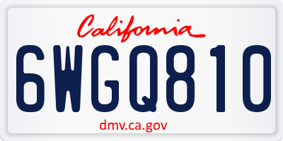 CA license plate 6WGQ810