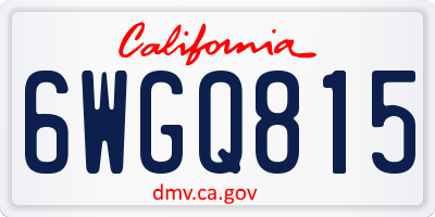 CA license plate 6WGQ815