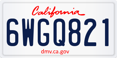 CA license plate 6WGQ821