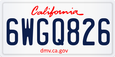 CA license plate 6WGQ826