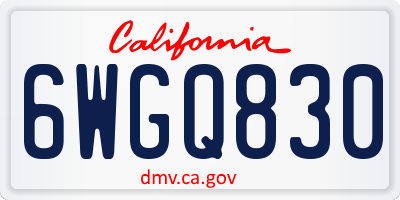 CA license plate 6WGQ830