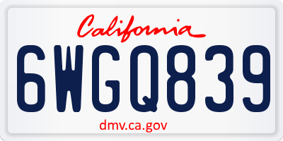 CA license plate 6WGQ839