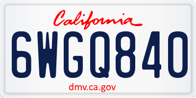 CA license plate 6WGQ840