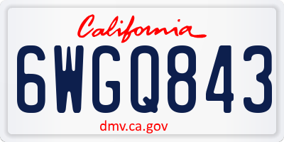 CA license plate 6WGQ843