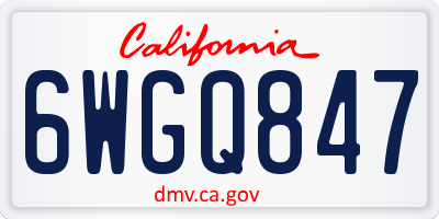 CA license plate 6WGQ847
