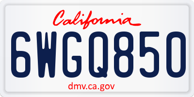 CA license plate 6WGQ850
