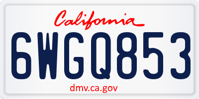 CA license plate 6WGQ853