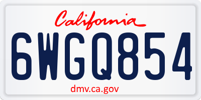 CA license plate 6WGQ854