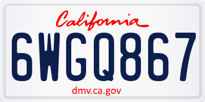 CA license plate 6WGQ867