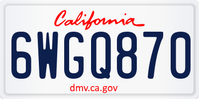 CA license plate 6WGQ870