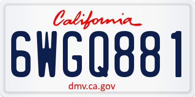 CA license plate 6WGQ881