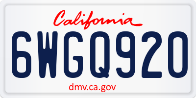 CA license plate 6WGQ920