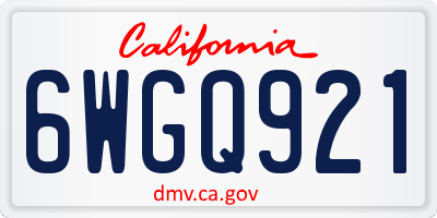 CA license plate 6WGQ921