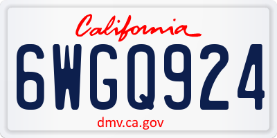 CA license plate 6WGQ924