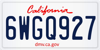 CA license plate 6WGQ927