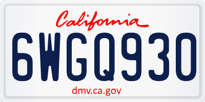 CA license plate 6WGQ930