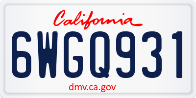 CA license plate 6WGQ931