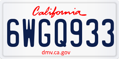 CA license plate 6WGQ933