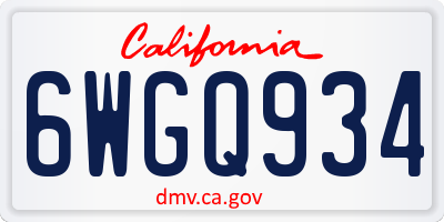 CA license plate 6WGQ934