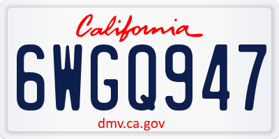 CA license plate 6WGQ947