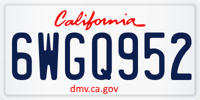 CA license plate 6WGQ952
