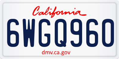 CA license plate 6WGQ960