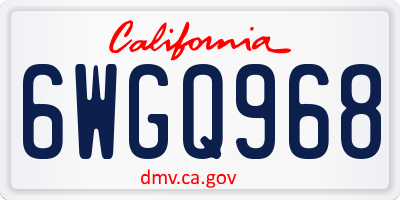 CA license plate 6WGQ968