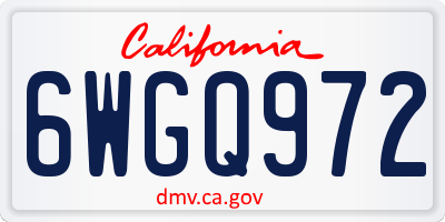 CA license plate 6WGQ972