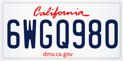 CA license plate 6WGQ980