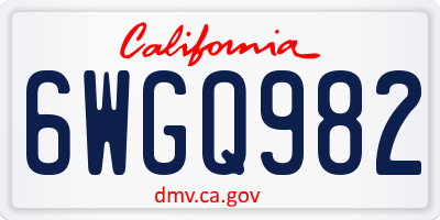 CA license plate 6WGQ982