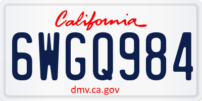 CA license plate 6WGQ984