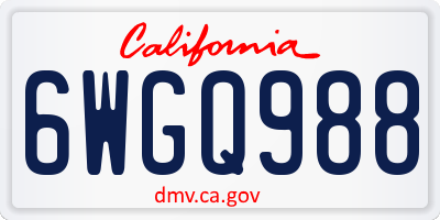 CA license plate 6WGQ988