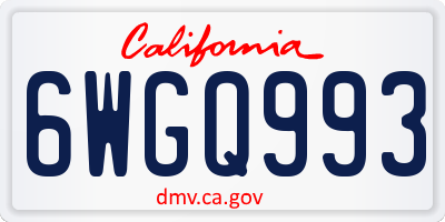 CA license plate 6WGQ993