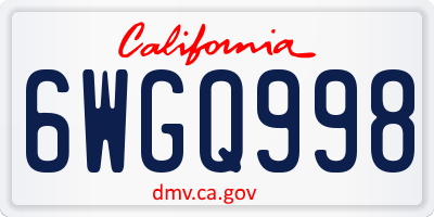 CA license plate 6WGQ998