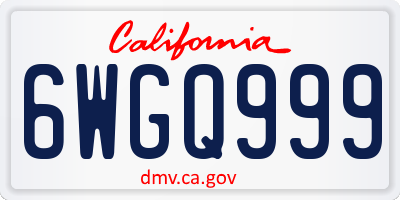 CA license plate 6WGQ999