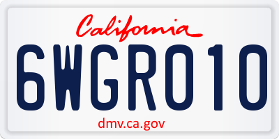 CA license plate 6WGR010