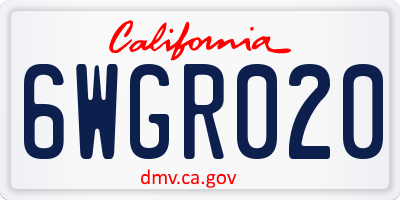 CA license plate 6WGR020