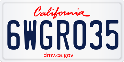 CA license plate 6WGR035