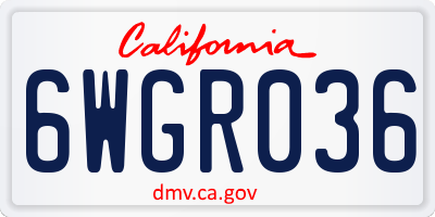 CA license plate 6WGR036