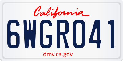 CA license plate 6WGR041