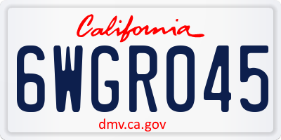 CA license plate 6WGR045