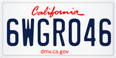 CA license plate 6WGR046
