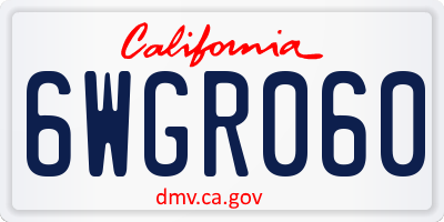 CA license plate 6WGR060