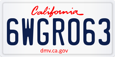 CA license plate 6WGR063