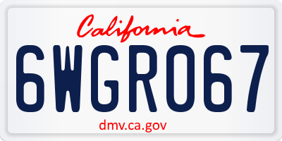 CA license plate 6WGR067